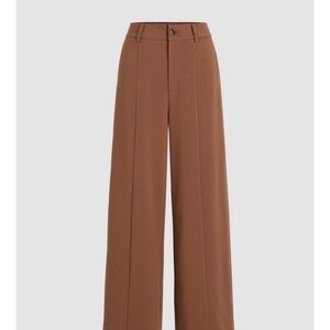 Cider Women's Camel Brown High Waist Solid Zipper Wide Leg Trousers Size S